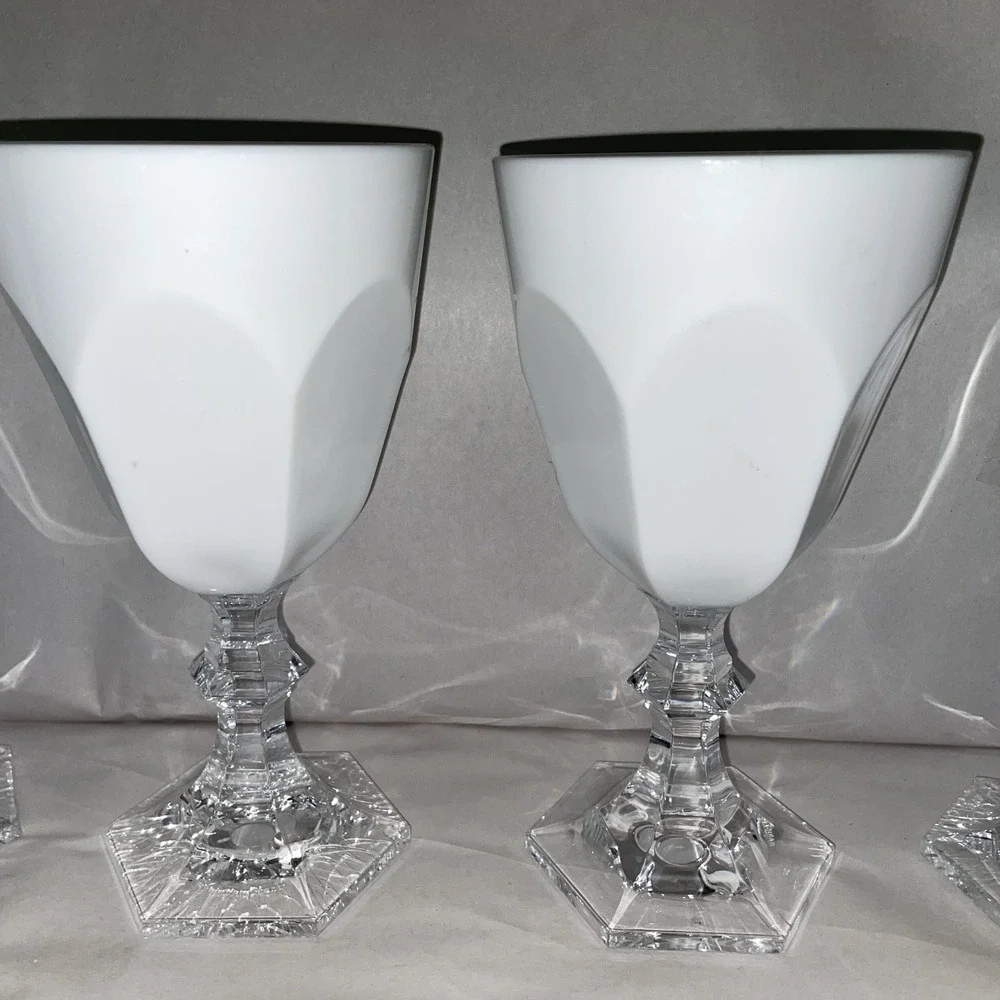 Mario Luca Giusti Dolce-Vita Water White Goblet Set of 4 in Acrylic Signed Read